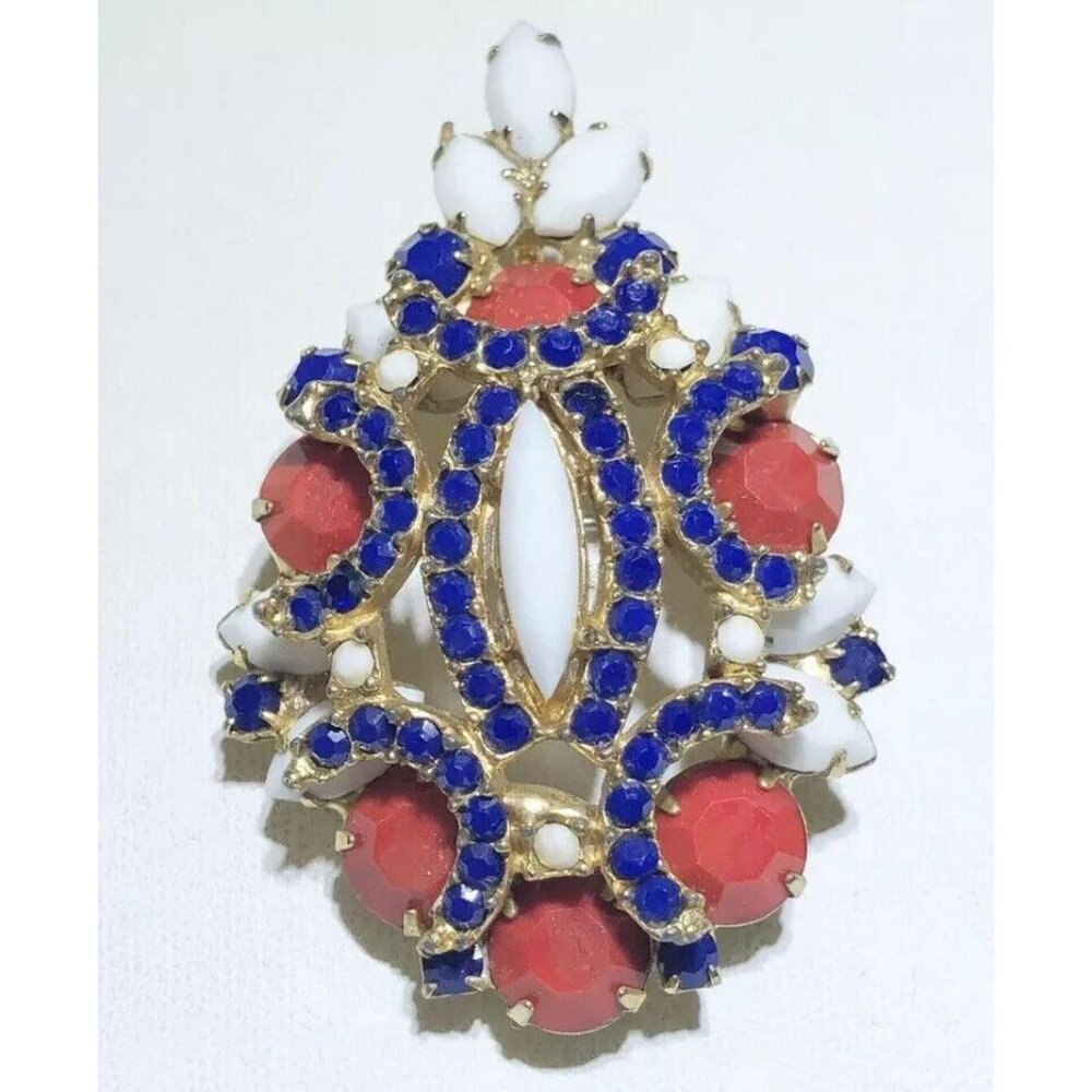 Kjl Kenneth Jay Lane Vintage Red White Blue Rhine… - image 6